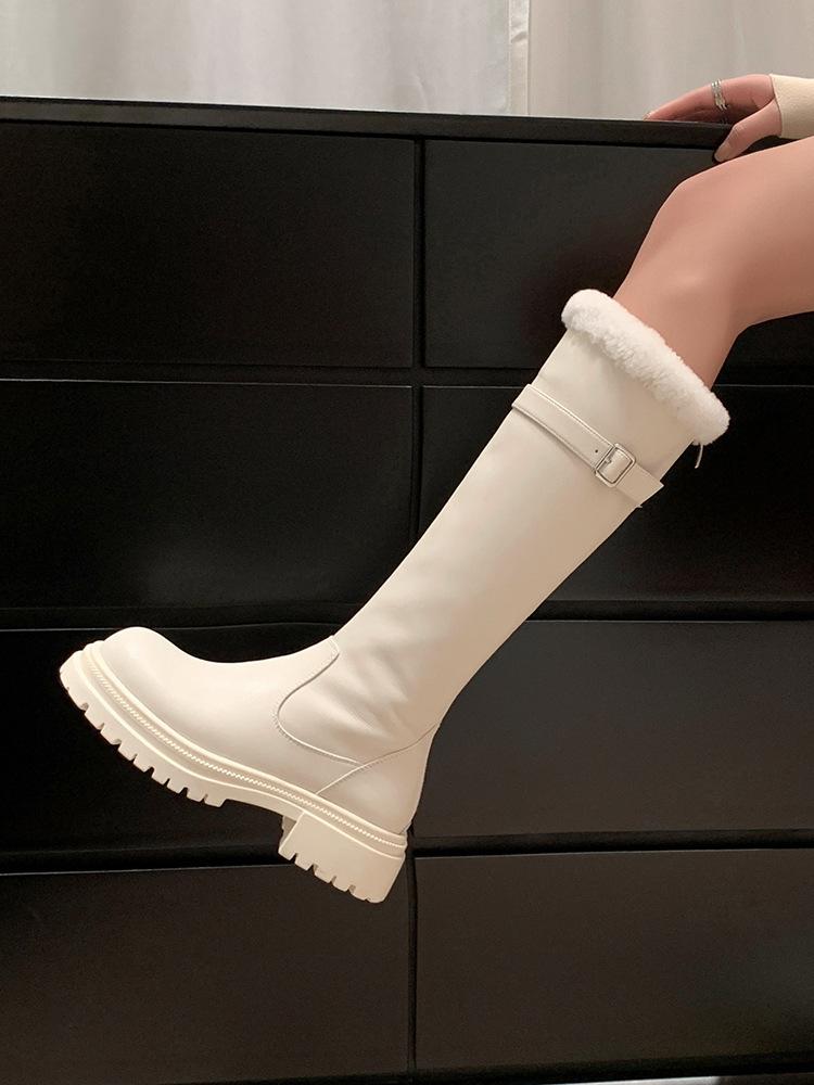

Plush snow boots winter plush warm thick-soled tall knight boots thick heel thin long boots 40
