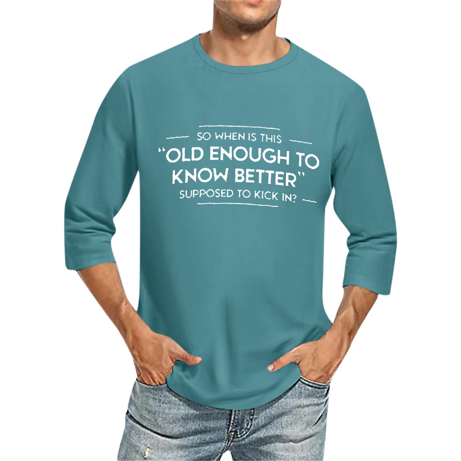 

Мужская повседневная модная футболка с круглым вырезом и рукавом три четверти M