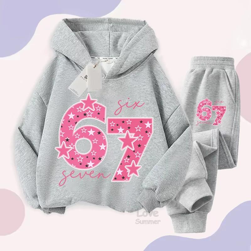 New Winter 2026 Six Seven Italian Brainrot 67 Number Girls hoodie Pants Casual Sports Set Children's Sweatshirt Hoodie suits