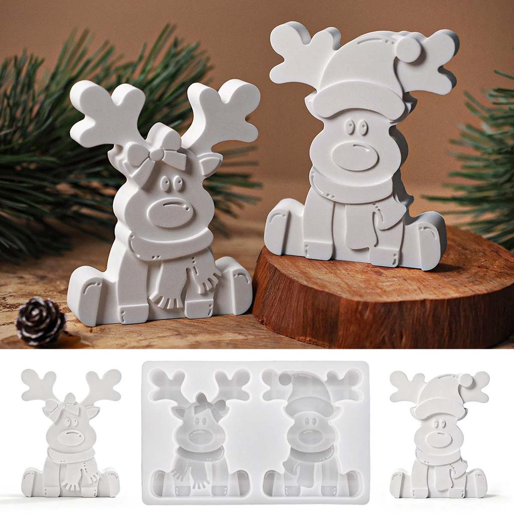 3D Cute Elk Silicone Candle Mold DIY Christmas Party Ornaments Fawn Craft Gifts Making Soap Plaster Resin Casting Molds Home Dec