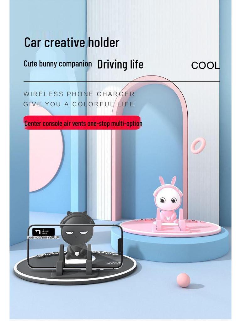 Kreslený držák na telefon na palubní desku auta - Multifunkční držák pro podporu navigace