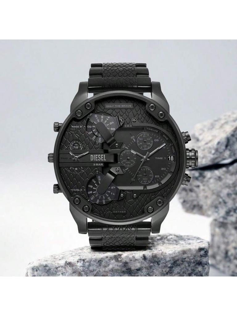 Diesel Oversized 57 mm Chronograph Watch for Men – Multisection Steel Dial, Bold Statement Timepiece for Night Out, Streetwear & Big Statement –DZ7468