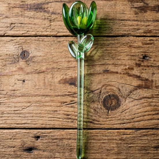Mini Glass Flower Ornament Handmade Colored Glass Flower Miniature Collectible Tiny Flower Decoration for Table Centerpiece Bookshelves Micro