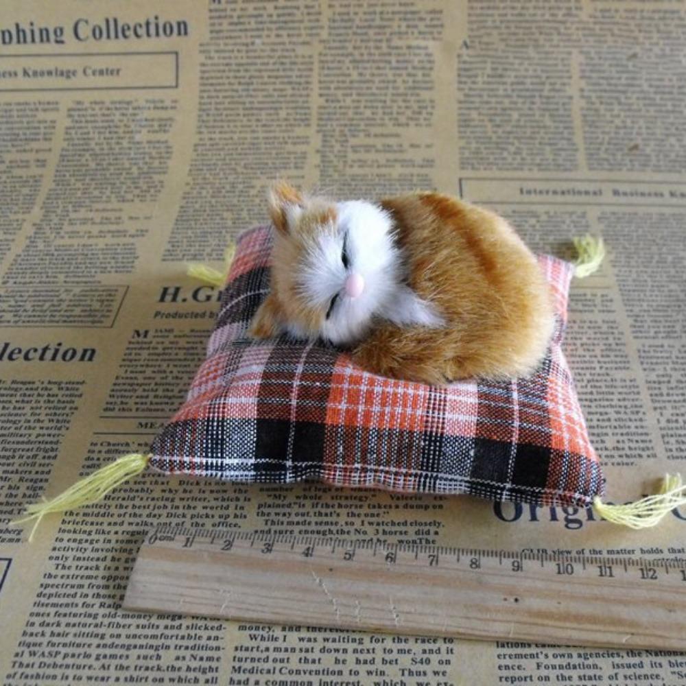 Cloth Plush Simulation Fur Cat Kawaii Kitty Cute Animal Doll Mini Sleeping Cats Toy  Home Decor