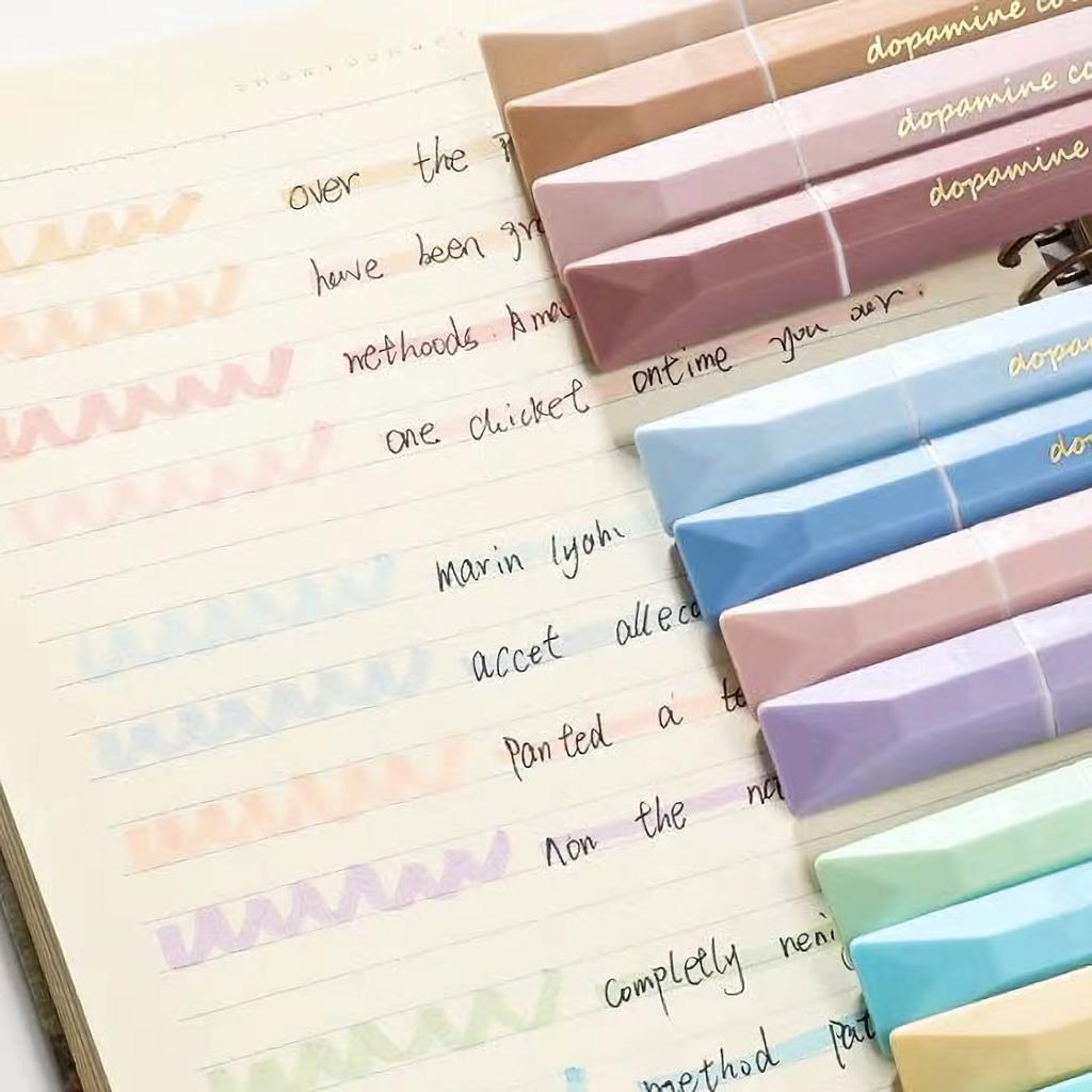 Quadrilateral 4pcs Highlighter pens - Vibrant Random Colors, Smear-Proof Markers for Students & Office Use