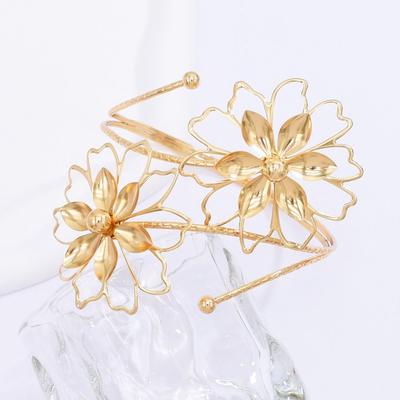 Floral Open Arm Bangle Adjustable Armband Elegant Arm Ring  Beach