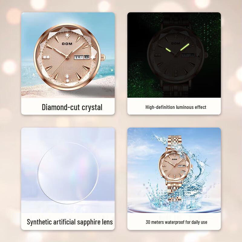 DOM Luxe Kwarts Horloge voor Dames