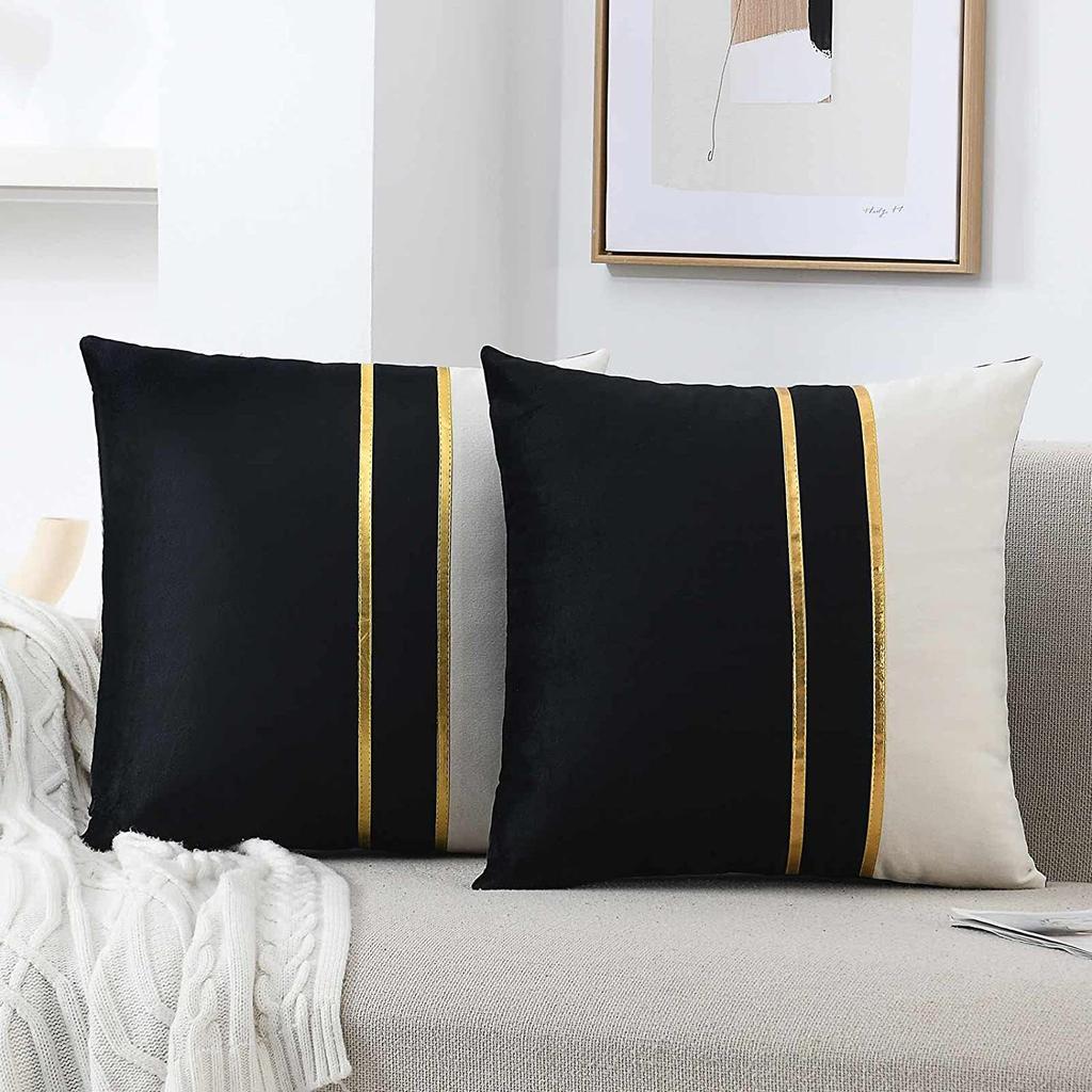 Bettkissen Nordischer Leichter Luxusstil Kissenbezug Goldene Steppung Kissen Auto Sofa Lendenstütze