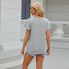 Spring and Summer Pure Color V-neck Loose Short-sleeved Women's T-shirts