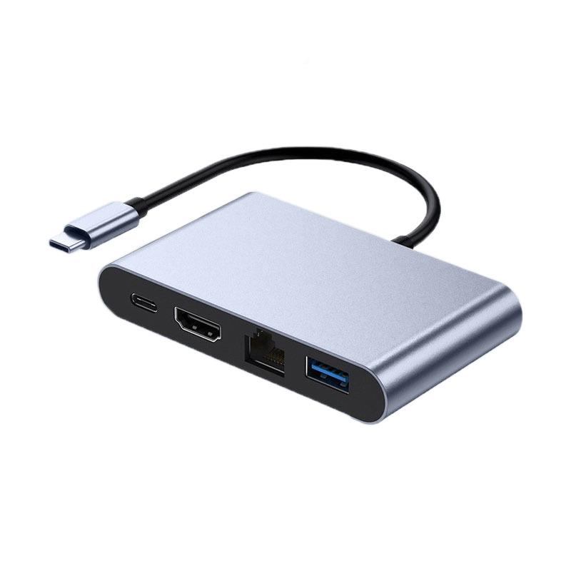 USB-C 4-in-1 Docking Station for Apple Laptop/iPad with HD Converter, USB 3.0 & 100M Network