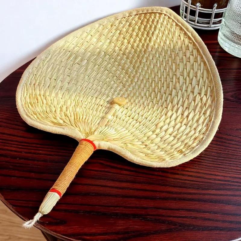 Fan Chinese Style Handmade Fan Han Dynasty Chinese Ancient Style Hand-Cranked Cool Old-Fashioned Fan Baby Mosquito Repellent Straw Woven Tassel Round