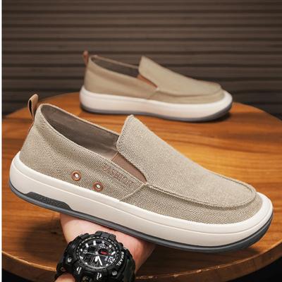 Herren Segeltuchschuhe 2024 neue Herbst atmungsaktive Leinen Skateboardschuhe koreanische Version flache Unterseite Anti-Rutsch-Komfort-Freizeitschuhe