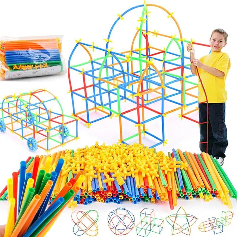 Constructor Straw Toys Building Toys Straws And Connectors Building Sets Vibrant Multi-Colored Motor Skills Engineering Educational Toy