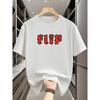 Men's Casual Crew Neck T-Shirt, Slight Stretch, Regular Fit, Red Geometric English Letter Pattern,Oversized, Cool, Fashionable