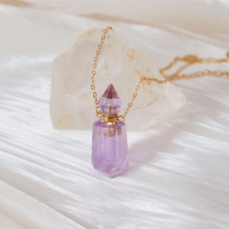 Einzigartiger Kristall Parfümflakon Halskettenanhänger Verstellbare Länge Schlüsselbeinkette Edelstahl Kabelkette Damen Choker