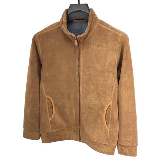 Men Coat Stand-Up Collar Long Sleeve Zipper Closure Polar Fleece Jacket