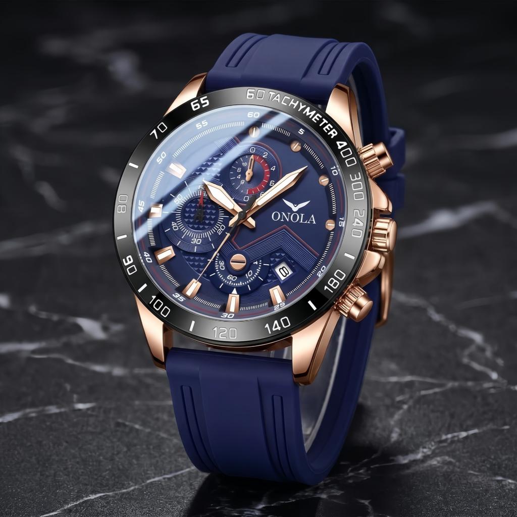 ONOLA multifunctional racing watch dial strap date night light waterproof outdoor sports quartz watch
