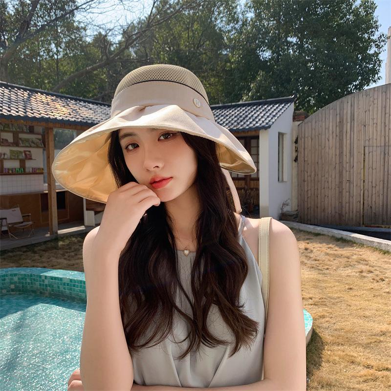 Extended brim sun protection hat women's new summer UV protection vinyl fashion sun hat outdoor sun hat