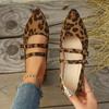Women's Niche Pointed-Toe Leopard-Print Shoes: New French-Style Slip-On Loafers with Ankle Strap, Ideal for Daily Commute