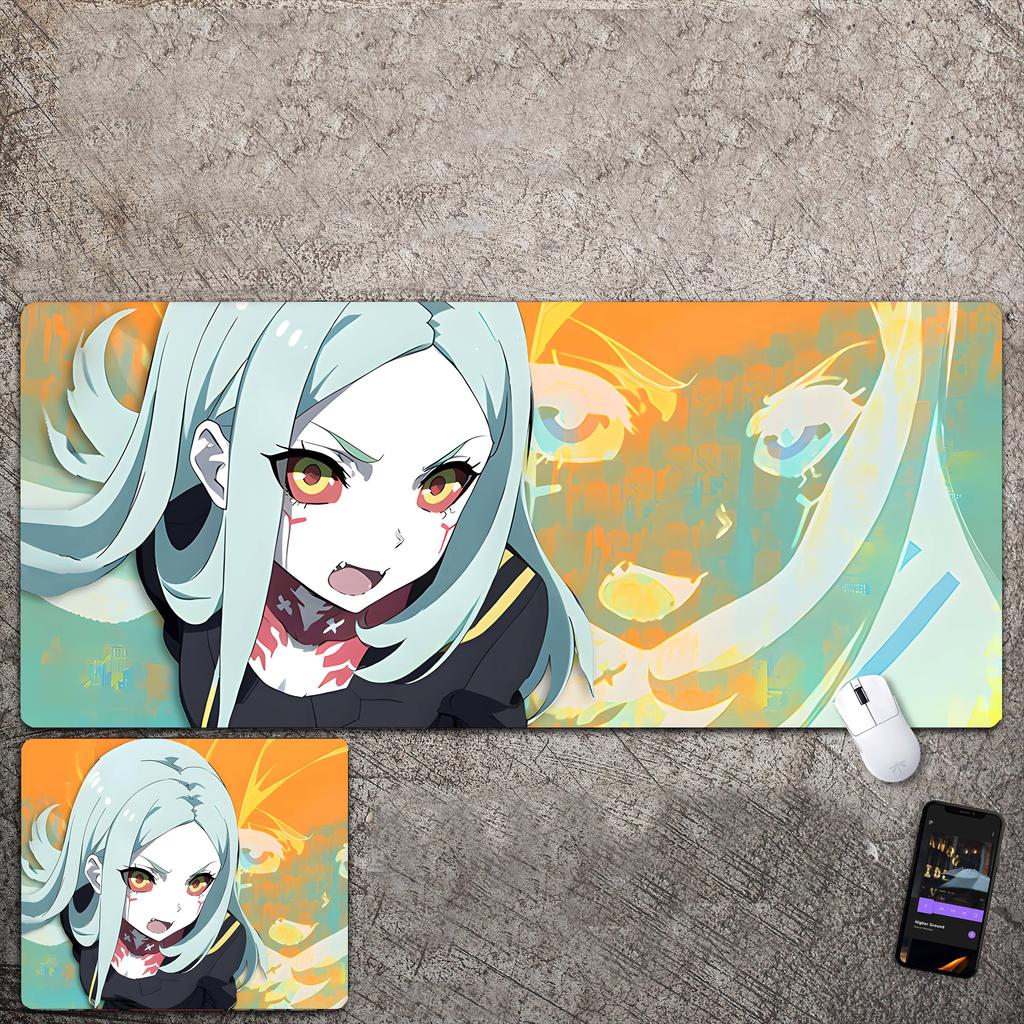 Übergroßes Mauspad mit Anime-Charakter, geeignet für E-Sport, Büro und Schreibtisch.