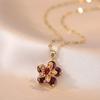 Crystal Rotatable Flowers Choker Shiny Petal Gold Necklace Zircon Pendant Necklace  Evening Wear