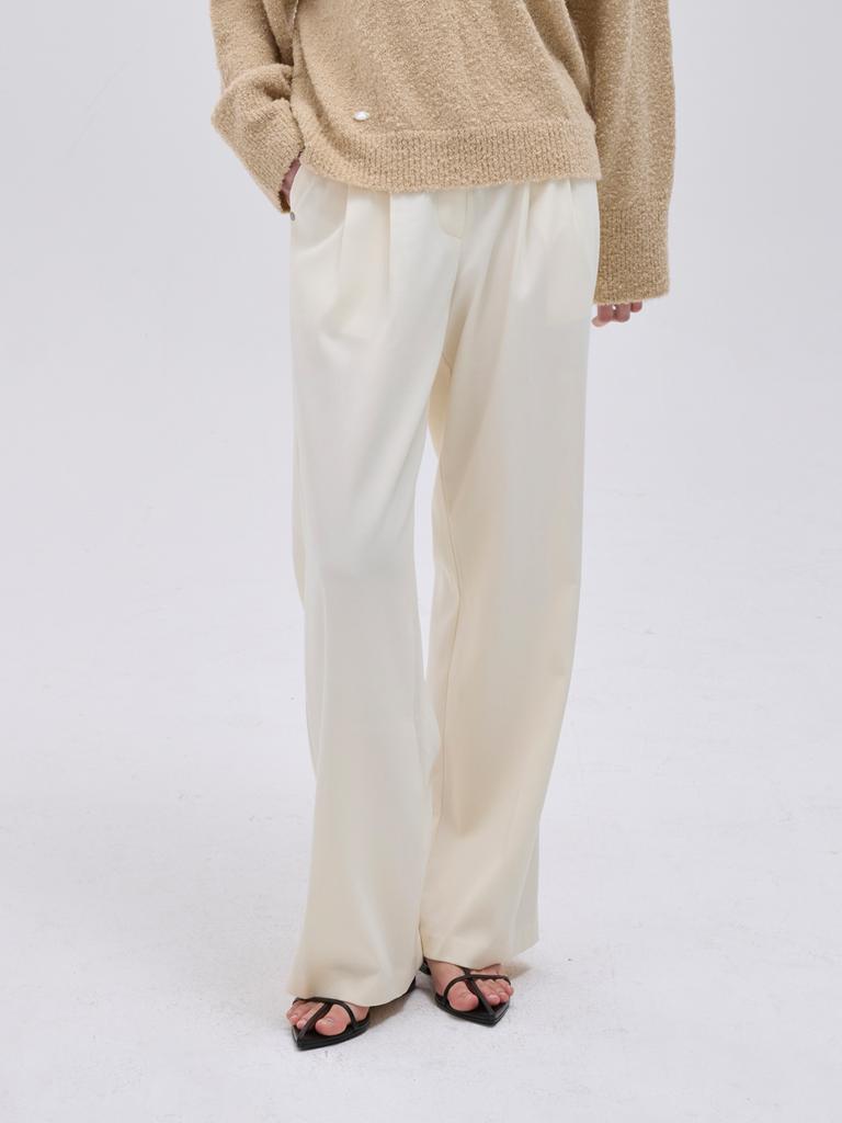 Kelidu Classic Rivet Pintuck Slacks_Ivory