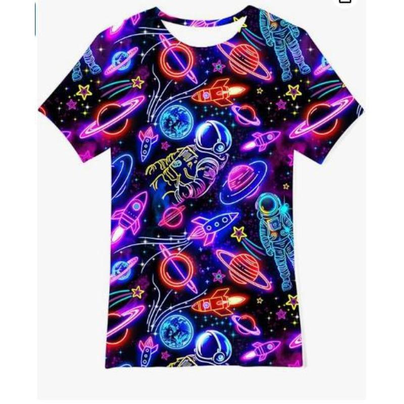 Summer Creative Graffiti Printed Round Neck Top 3D Printed Daily Loose Versatile Comfortable Short Sleeve T-shirt