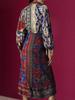 Women's Ethnic Style Printed Lapel Dress with Lace-Up - Mid-Length Banquet Attire
