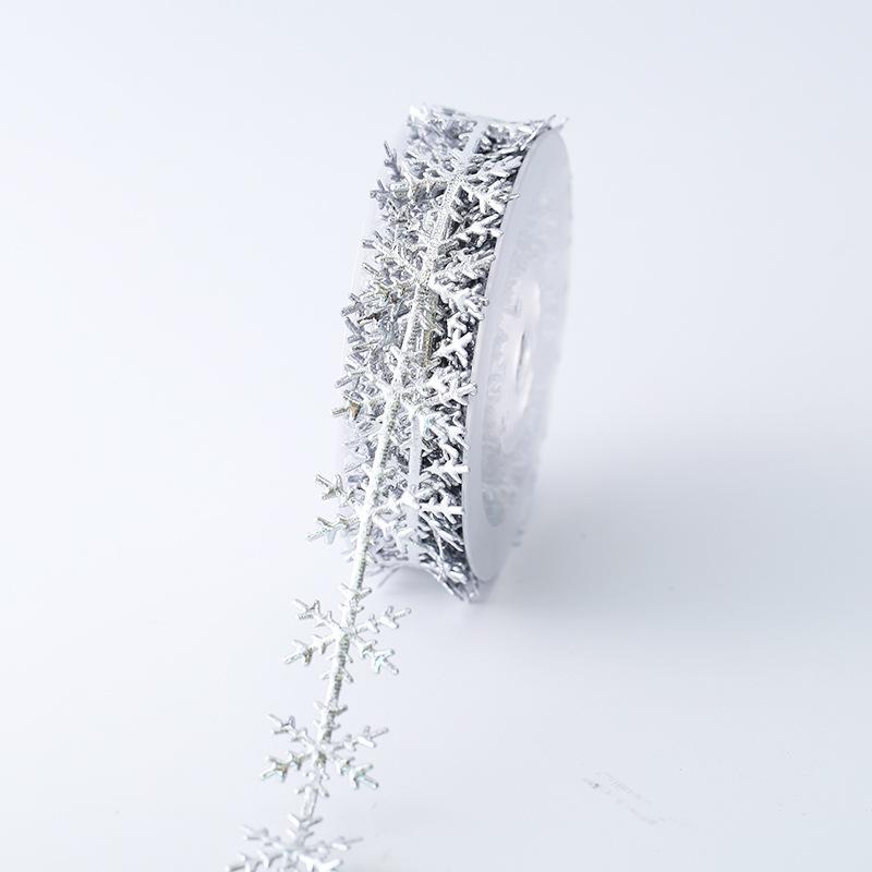 

Искусственная кожа, Золотая и серебряная лента со снежинками, Кружево, Рождественское украшение, Ультразвуковое тиснение, Двусторонняя тканая лента, 10 метров Pack of 1