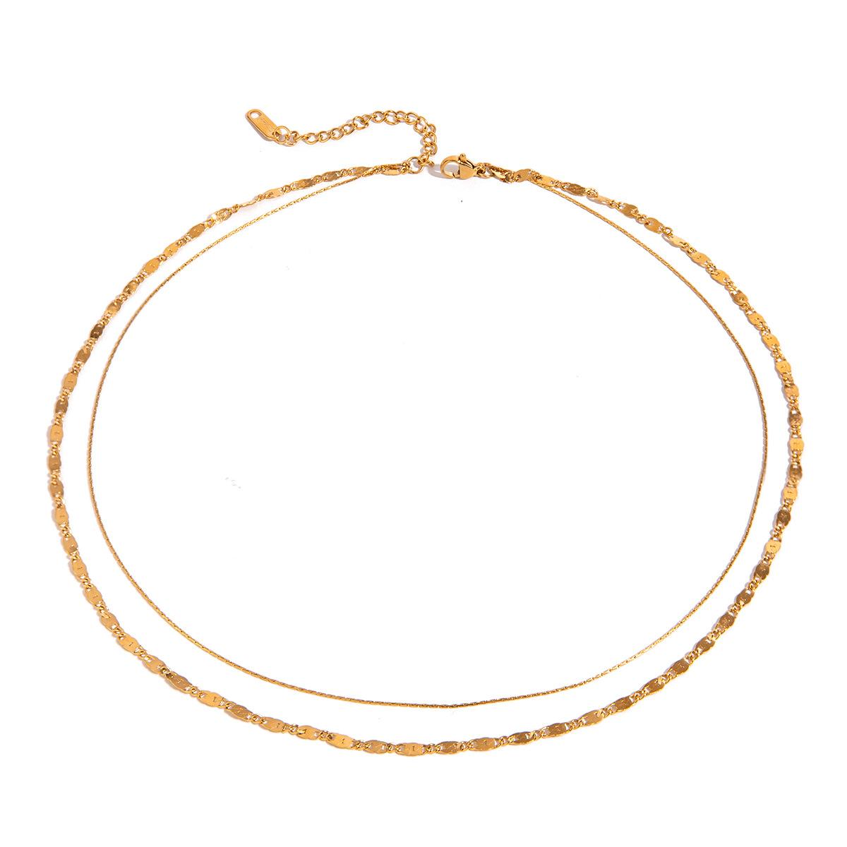 Double Layer Simple Stainless Steel Titanium Steel Gold Versatile Necklace For Women золотой