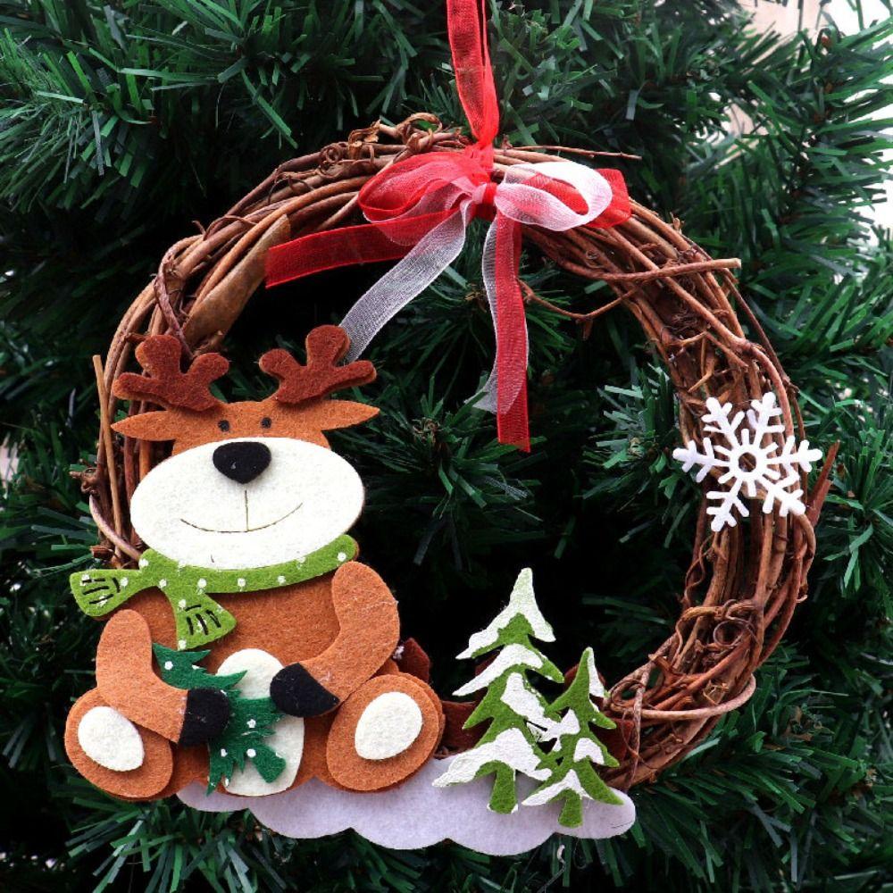Cute Christmas Xmas Wreath DIY Santa Hanging Ornaments Christmas Tree Accessories  Window Props