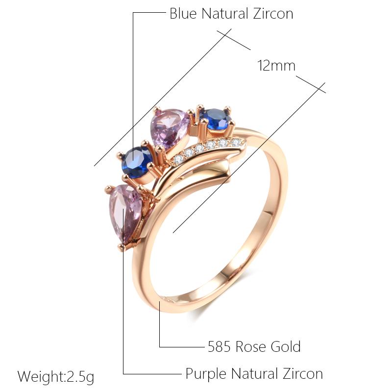 Trend Rose Gold Color Bride Wedding Rings For Women Shiny Mix Natural Zircon Daily Fine Jewelry Crystal Gift