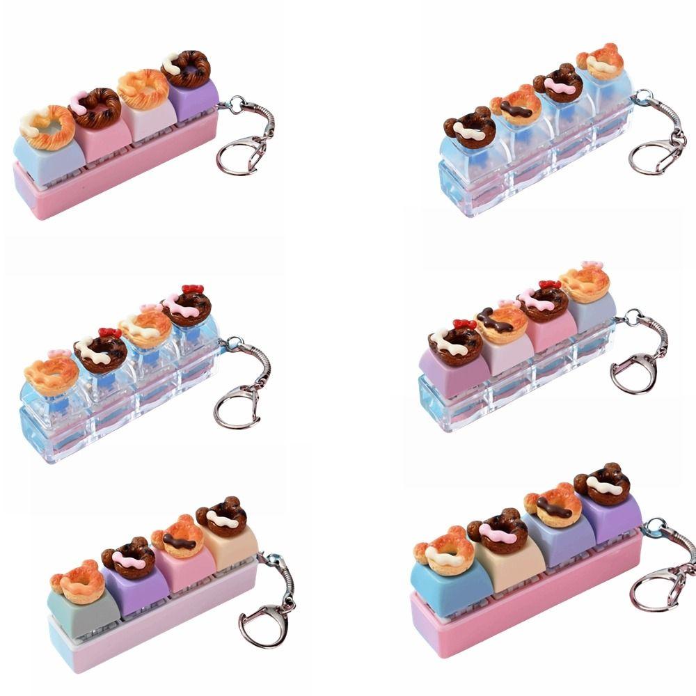 Fingertip Button Toy Fidget Key Chain Creative Mini Keyboard Pendant Keycap Keychain  Key Decor