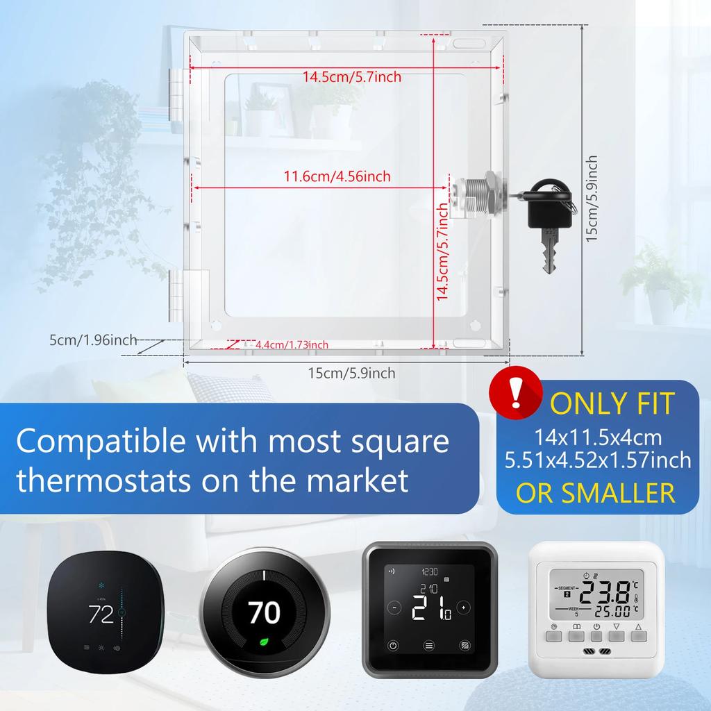 Universal Thermostat Lock Box Acrylic Thermostat Cover Transparent Thermostat Guard Wall Mount Thermostat Guard Box for Office