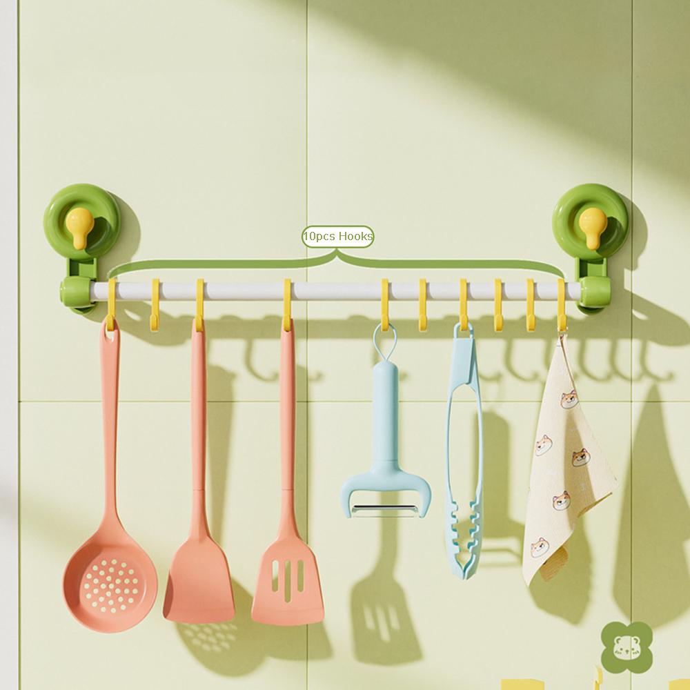 Candy Color Suction Cup Hook Sliding Track S Hook Movable Bathroom Door Hooks Towel Rack Removable Hanger Home Storage Supplies