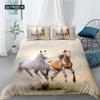 Sada povlečení na přikrývku s koněm Velikost Twin King Cvalový kůň Ložní sada Mikrovlákno 3D Hospodářská zvířata Rustikální venkovský styl Povlak na přikrývku