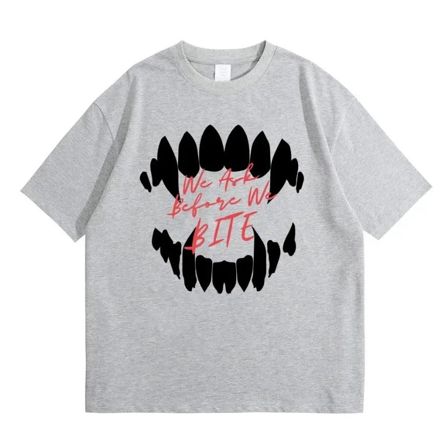 Spiel Baldurs Gate'3 Astarion Wir fragen bevor wir beißen Print T-Shirt Herren Hip Hop Vintage Gothic T-Shirt Männlich Rock Übergroße T-Shirts