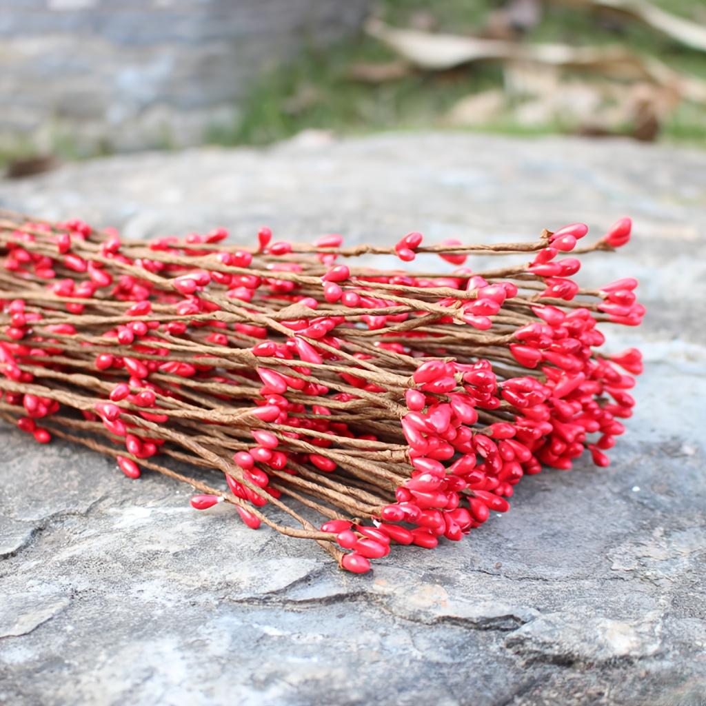 

30 шт. Искусственные ягодные стебли - Яркий пластиковый цветочный декор для DIY венков, Весенние украшения для дома и мероприятий, Праздничные акценты для дома, Цветочный декор 30pcs ярко-красный