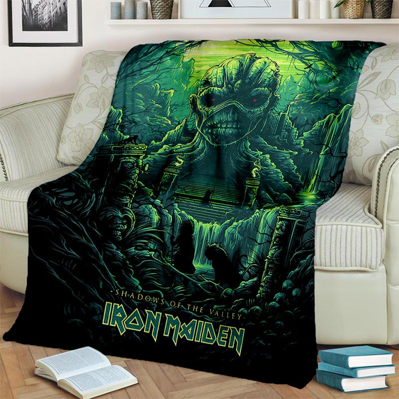 HD I-Iron Maiden Heavy Metal Band 3D Blanket,Soft Throw Blanket for Home Bedroom Bed Sofa Picnic Travel Office Cover Blanket Kid