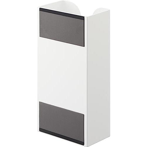 Yamazaki Tower Magnetic Plastic Bag & Kitchen Paper Holder, White, Approx. W13 X D8.3 X H26cm, Tissue Case, Plastic Bag Holder, Easy Installation, Mod