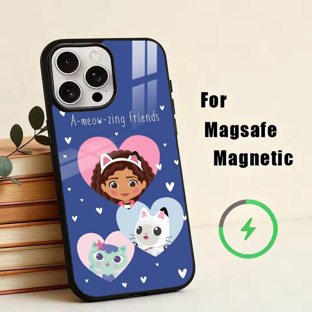 Custodia per Telefono G-Gabby Cats Per iPhone17,16,15,14,13,12,11 Plus,Pro Magnetica con Ricarica Wireless Magsafe