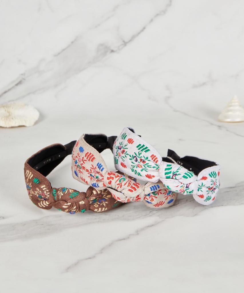 Maia Garden Jacquard Hairband - Knot Type Brown