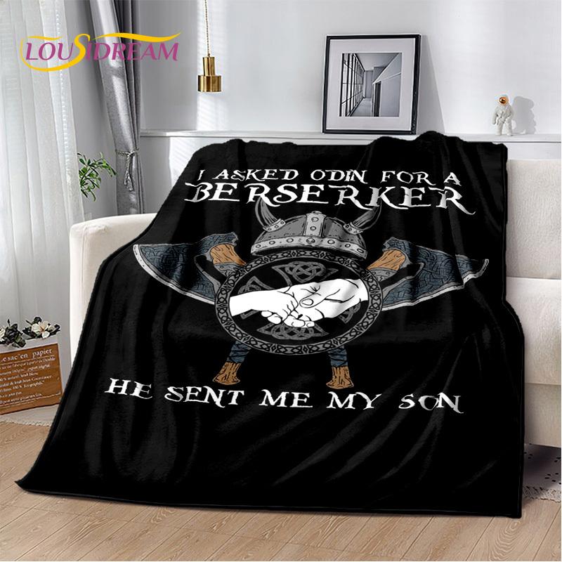 3D Viking Odin Valhalla Nordic Mythology Symbols Blanket,Soft Throw Blanket for Home Bedroom Bed Sofa Picnic Office Travel Cover