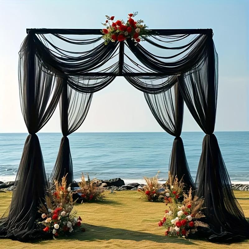 2pcs 8meter Black Polyester Tulle Draping Fabric Wedding Arches Birthday Parties & Stage Decor Christmas Halloween St. Patrick's