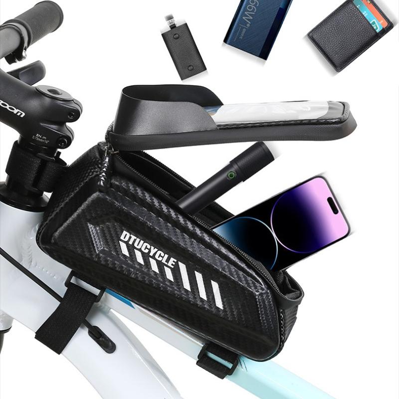 New Bicycle Bag, Bicycle Front Beam Bag, Hard Case Waterproof Mobile Phone Touch Screen Saddle Bag