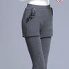 High-Waist Elastic Waistband Pockets Thickened Leggings Shorts Women Fake Two Piece Fleece Lining Leggings Skirt