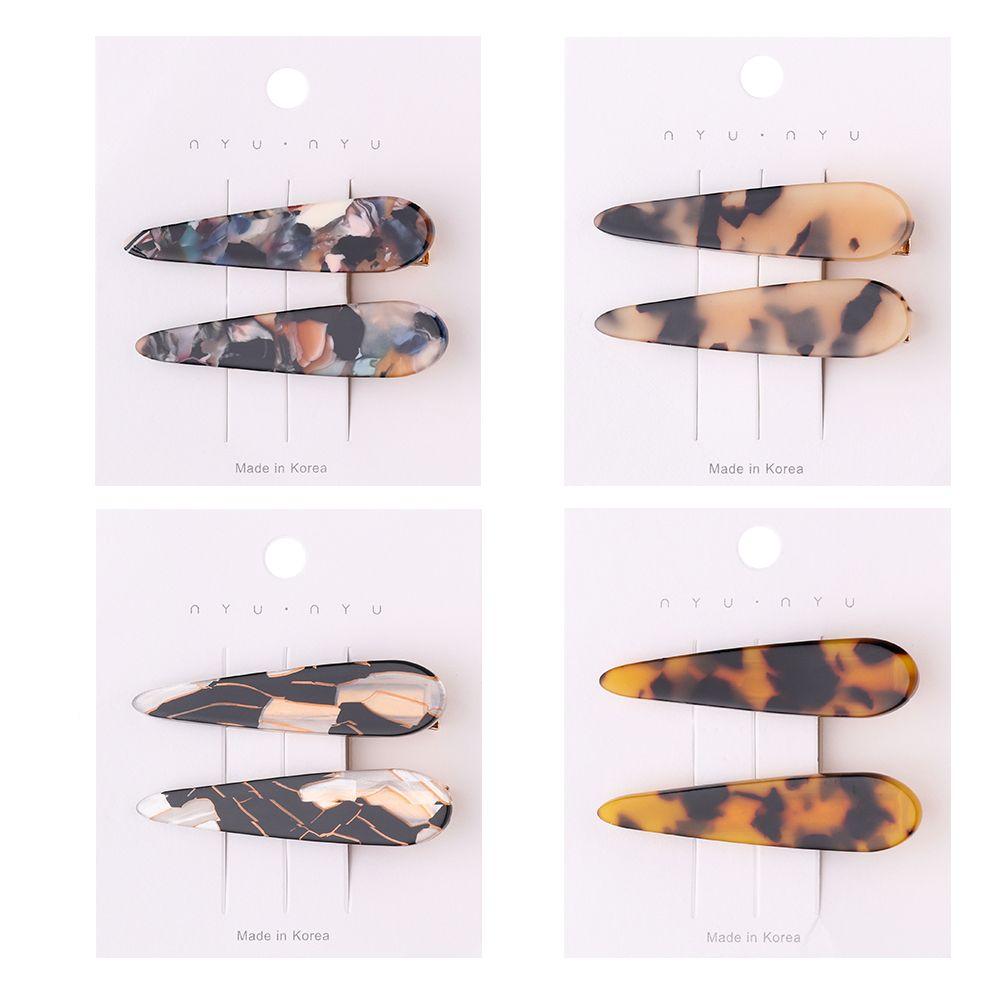 

4Pairs Geometric Elegant Leopard Print Headwear Acetate Hair Clip Headband Hairpin Barrettes