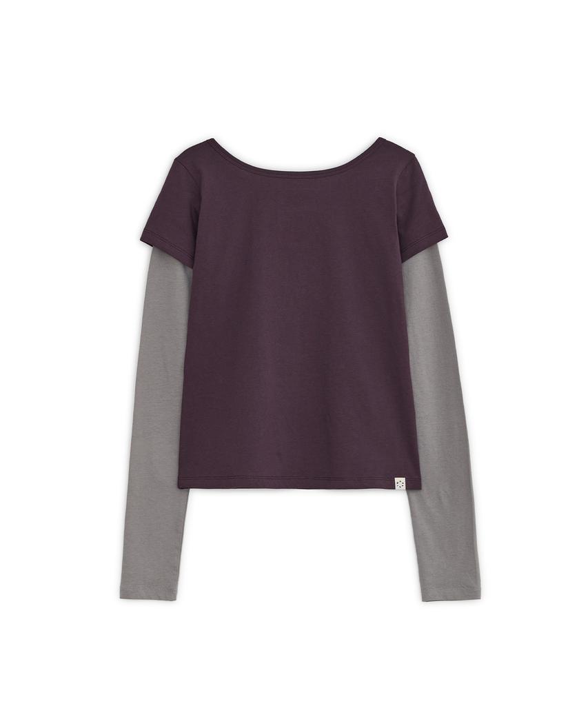 OHESHIO Floral Label Layered T-Shirt, Purple