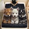 1PC Three animals Print Flannel Blanket, High quality Comfortable for All Seasons, Home Decor, Warmth and Comfort
