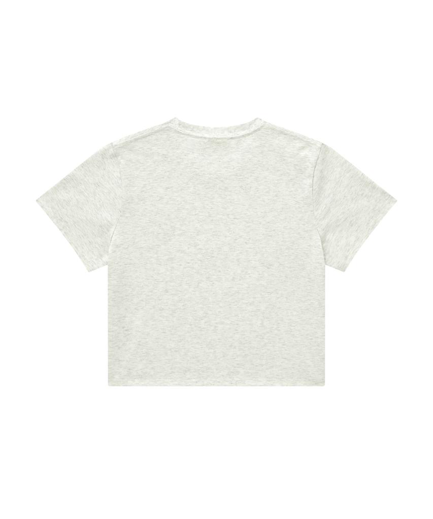 COVERNAT WOMAN Crop Cool Cotton C-Logo T-Shirt Oatmeal